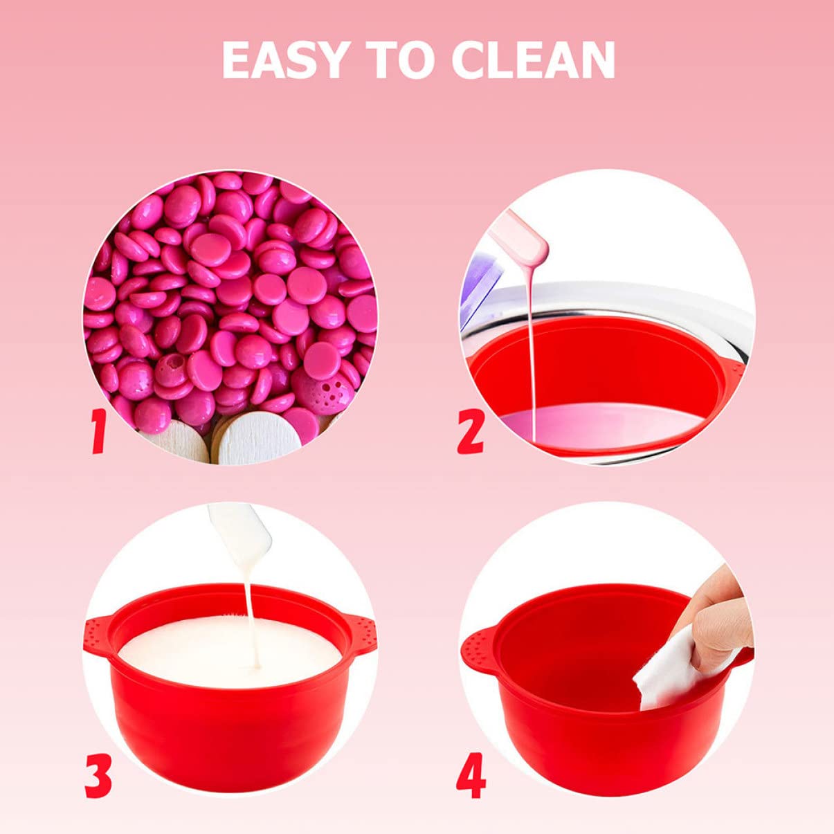 6 Pcs Silicone Wax Warmer Bowls for Hair Removal - Depilatory Wax Melting Pot, Folding Waxing Tools & Supplies - Perfect for Home Waxing, Salon Use, and DIY Beauty Treatments