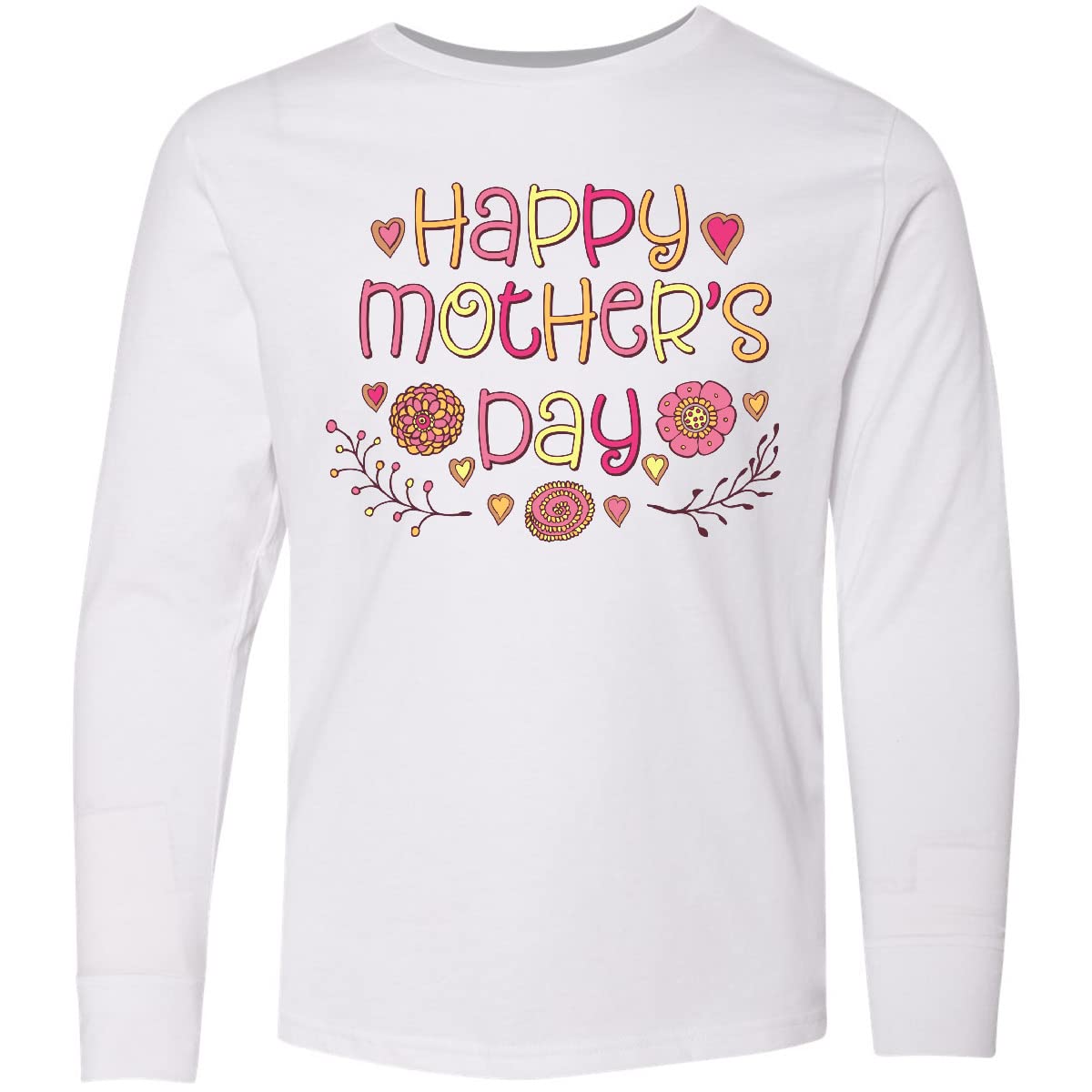 Inktastic Happy Mother's Day Vintage Floral Long Sleeve T-Shirt - Comfortable Casual Wear for Women, Perfect Gift for Mom, Birthday, Christmas & Family Gatherings