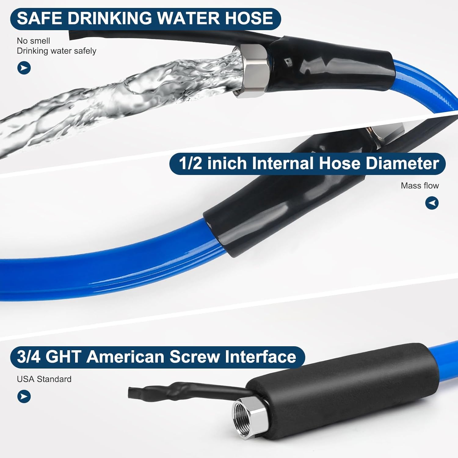 15FT Heated RV Water Hose - Lead & BPA Free Drinking Hose with Thermostat, 1/2