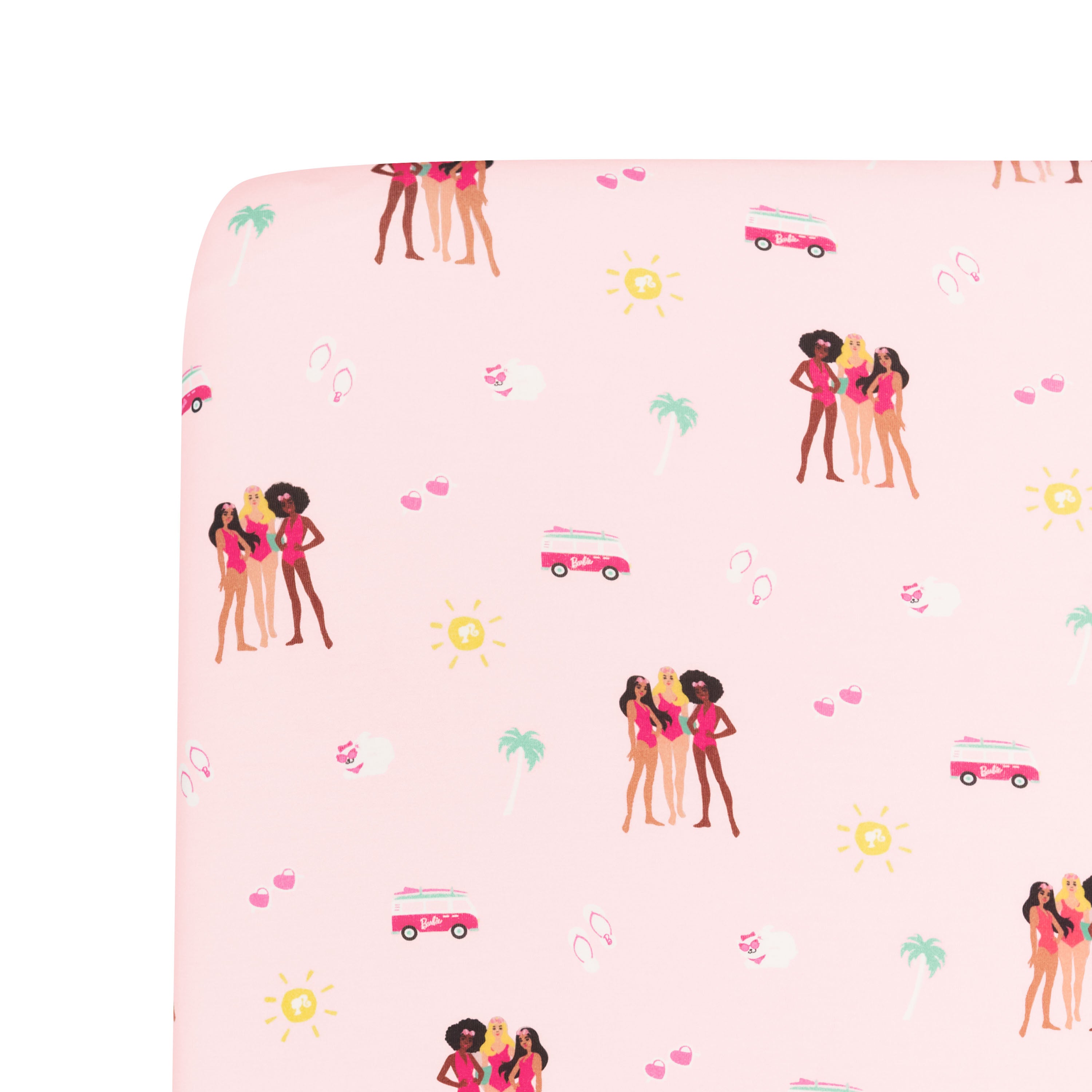 Barbie™ Beach Crib Sheet - Soft & Breathable Baby Bedding for Safe Sleep - Perfect for Nursery, Daycare & Travel
