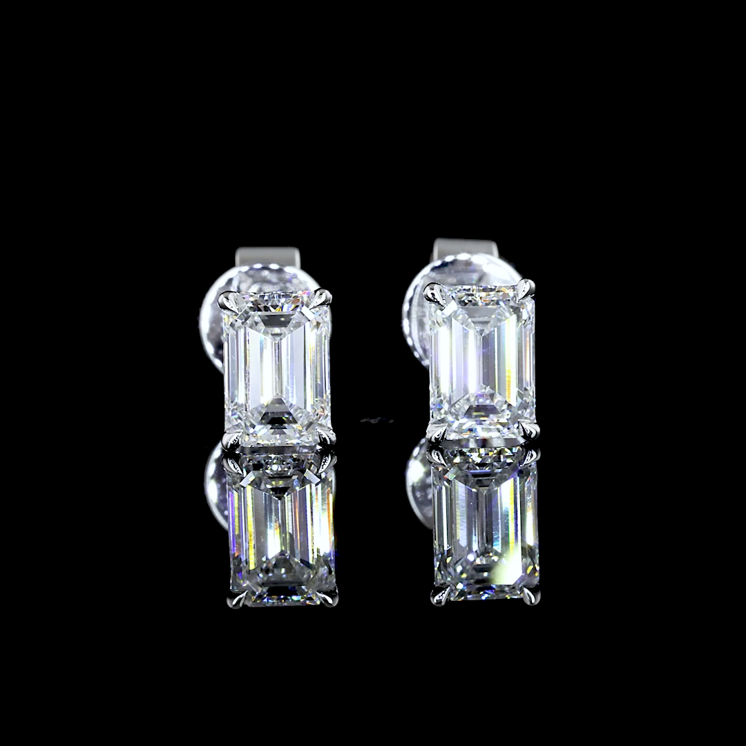 1.02 Carat Lab Grown Emerald Diamond Stud Earrings in 14K White Gold - VS2 Clarity, F Color | Perfect for Weddings, Anniversaries & Special Occasions