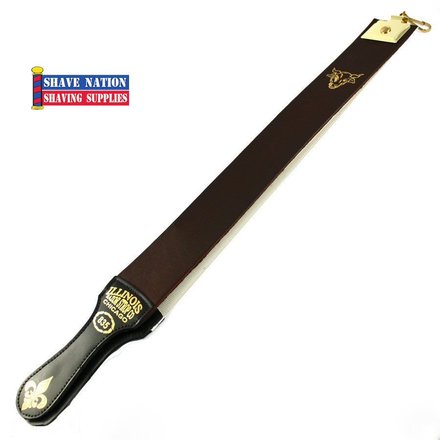 Premium Illinois Razor Strop #835 - Genuine Leather Straight Razor Sharpener for Barbers & Shaving Enthusiasts - Perfect for Home Grooming & Professional Barber Shops