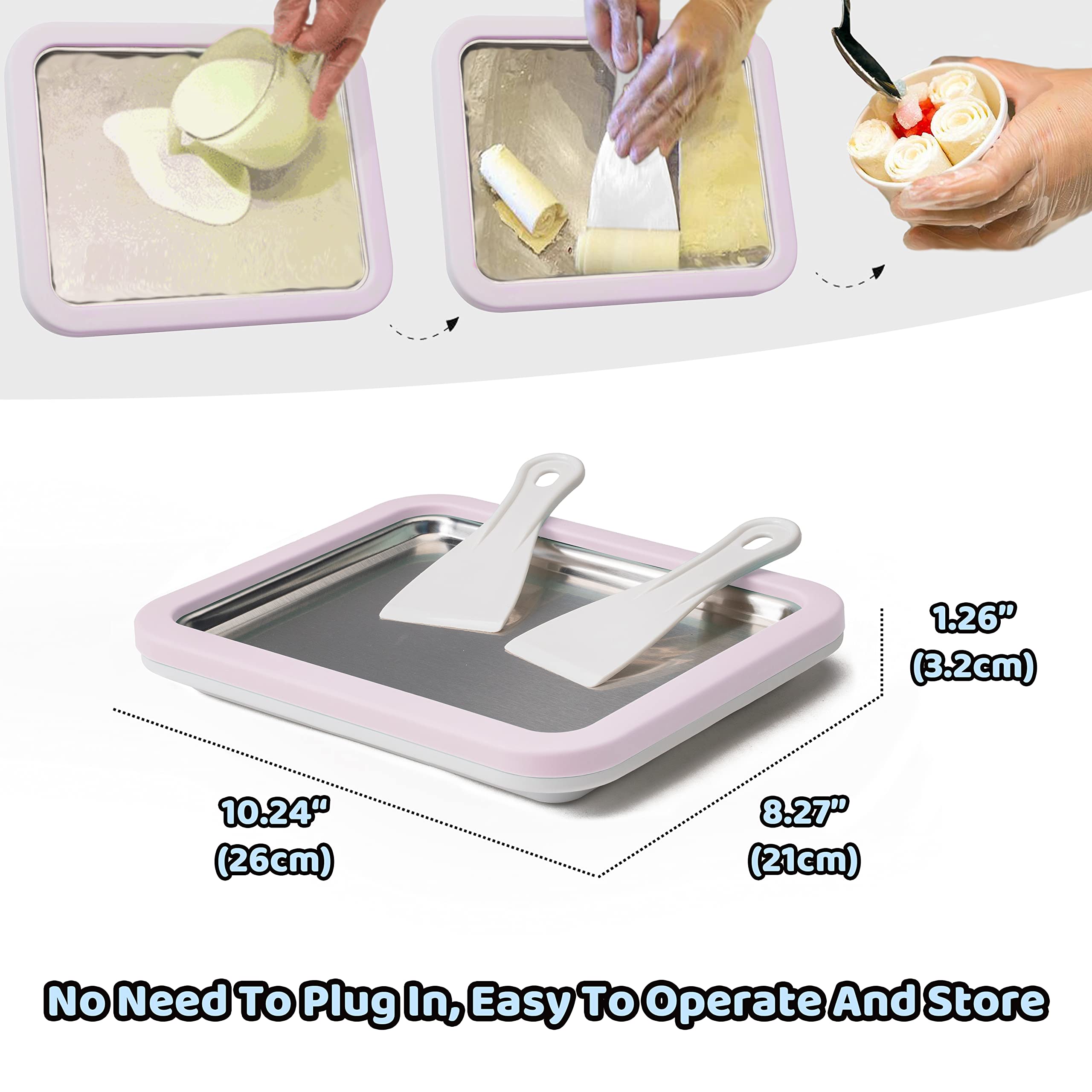 JoyMech Instant Gelato Maker - Electric Rolled Ice Cream Machine with Cold Plate, Perfect for Homemade Thai Rolled Ice Cream, Dessert Shops & Party Treats (Lavender)