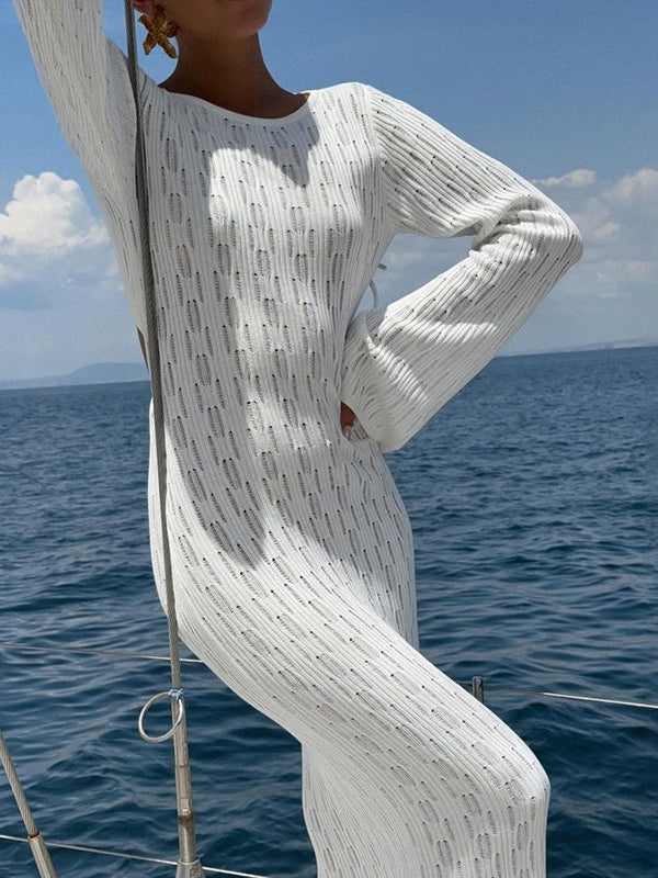 Sexy Backless Fishnet Cover Up Dress for Women - Long Beach Bikini Swimwear Cover - Perfect for Pool Parties, Vacations & Summer Outings