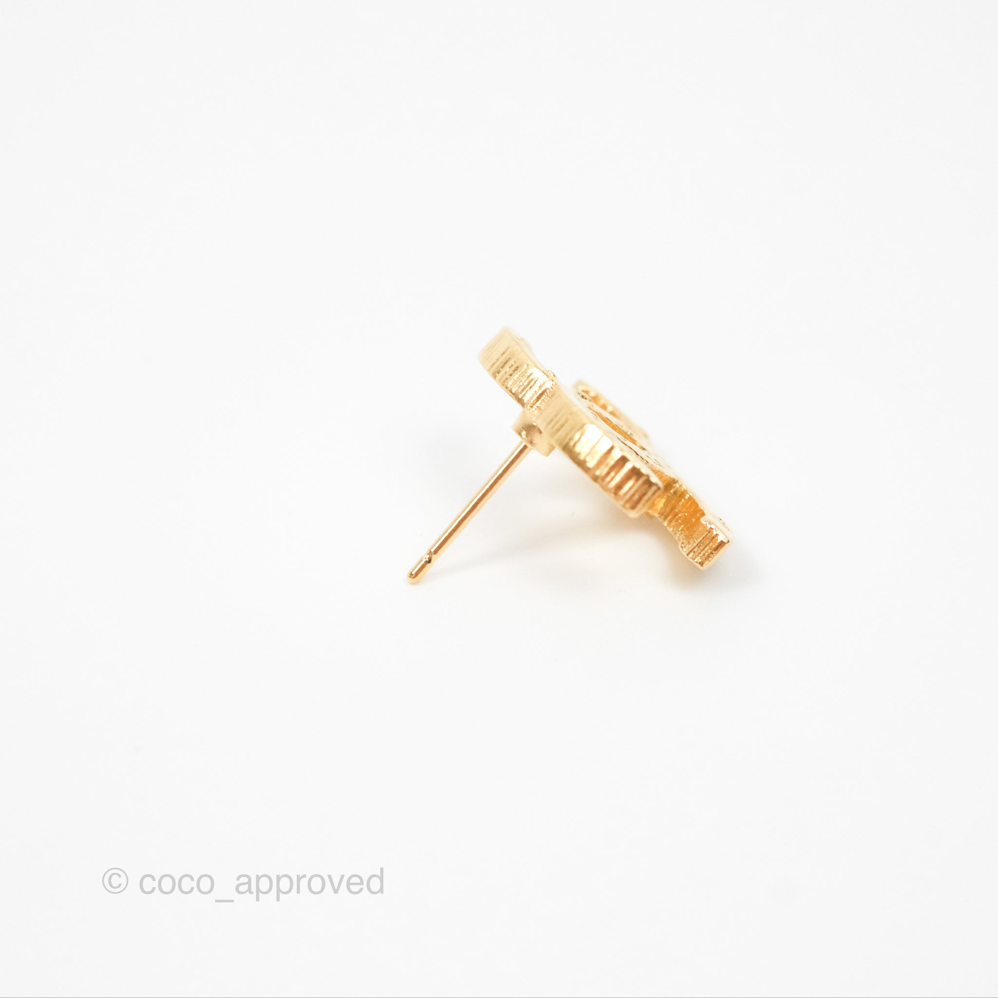 Chanel CC Logo Stud Earrings - 24K Gold Tone Luxury Fashion Jewelry for Women - Perfect for Parties, Weddings & Special Occasions