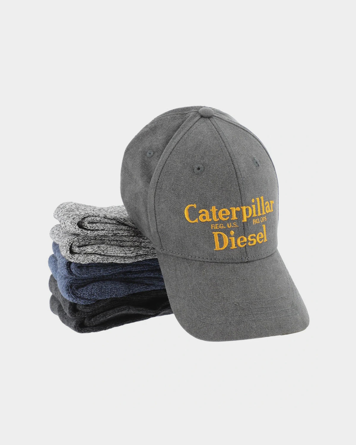 Caterpillar Diesel Cap & Sock Bundle - Heavy Duty Workwear for Construction & Outdoor Jobs - Perfect for Mechanics, Engineers & Truck Drivers