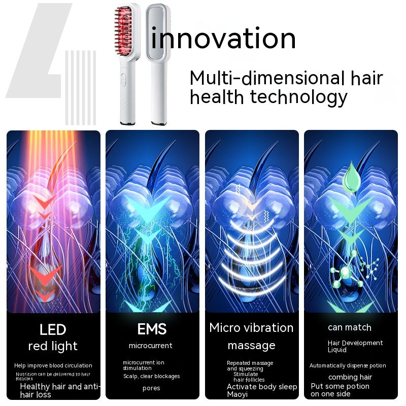Electric Scalp Massager Brush with Medicine Applicator - Hair Growth Stimulating Comb for Thinning Hair & Scalp Care - Perfect for At-Home Hair Treatment & Relaxation