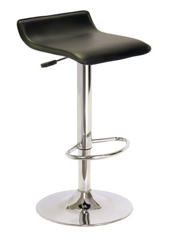 Adjustable Height Vinyl Bar Stool with Air Lift & Swivel - 2002 Black - Perfect for Home Bars, Kitchen Islands & Game Rooms