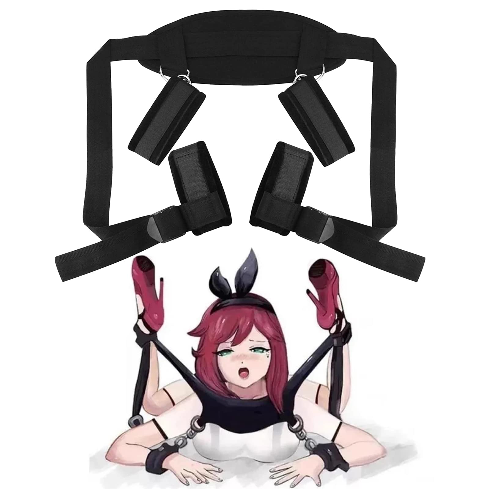 Premium BDSM Bondage Kit with Adjustable Wrist & Ankle Cuffs, Erotic Restraint Toys for Couples - Perfect for Spicing Up Your Bedroom Play & Roleplay Scenes