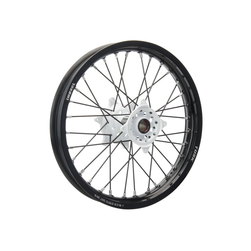 Tusk Impact Complete Rear Wheel - 18x2.15 Black Rim with Black Spokes & White Hub | Fits Yamaha YZ250F (2002-2025), YZ250 (2002-2025), YZ450F (2003-2025), YZ250FX (2015-2025) | Dirt Bike, Motocross & Off-Road Racing Replacement Wheel