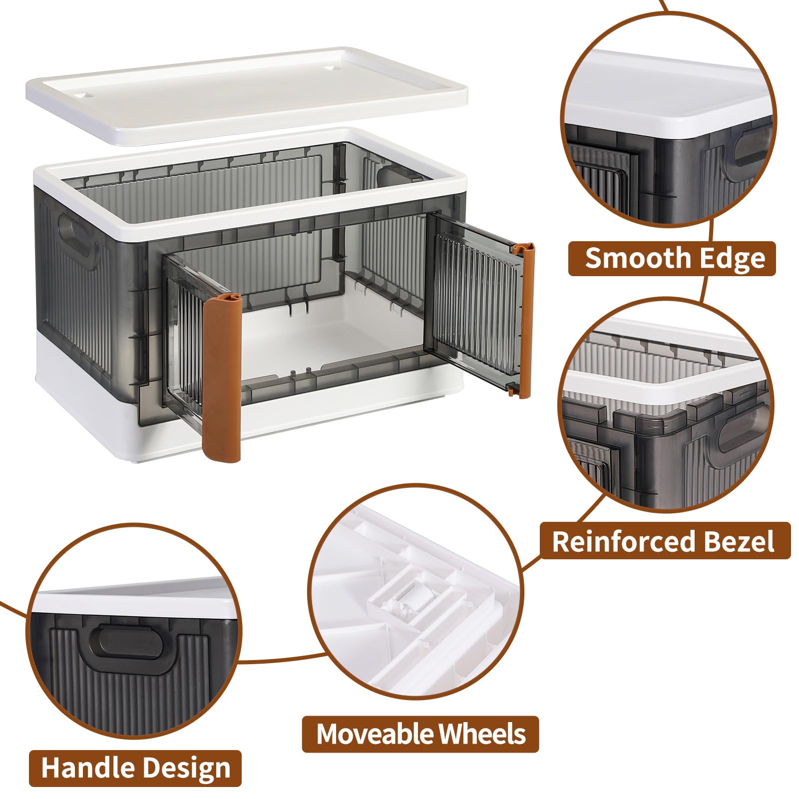 HAIXIN 4-Pack Plastic Storage Containers - Stackable Closet Organizers, Foldable Bookshelf & 8.4 Gallon Collapsible Laundry Baskets for Bedroom, Bathroom & Home Organization | Space-Saving Storage Solutions