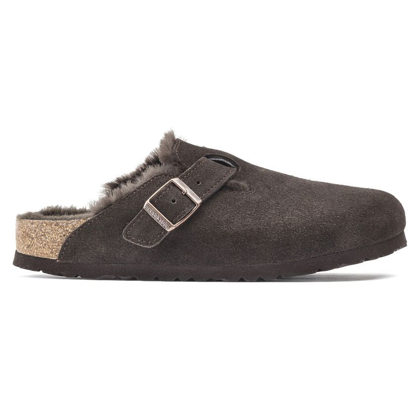 Birkenstock Boston Shearling Suede Leather Clogs in Mocha - Comfortable & Stylish Unisex Footwear for Home, Office & Casual Wear