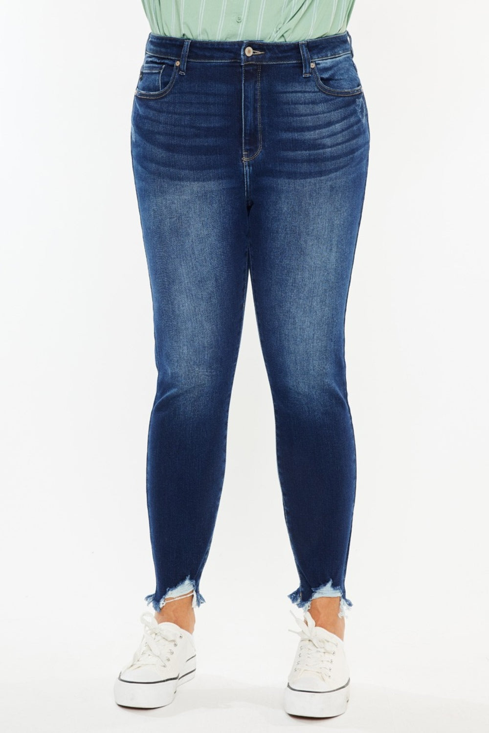 Kancan Women's High Rise Skinny Jeans - Distressed Ankle Frayed Denim Pants for Casual Outfits & Streetwear Fashion
