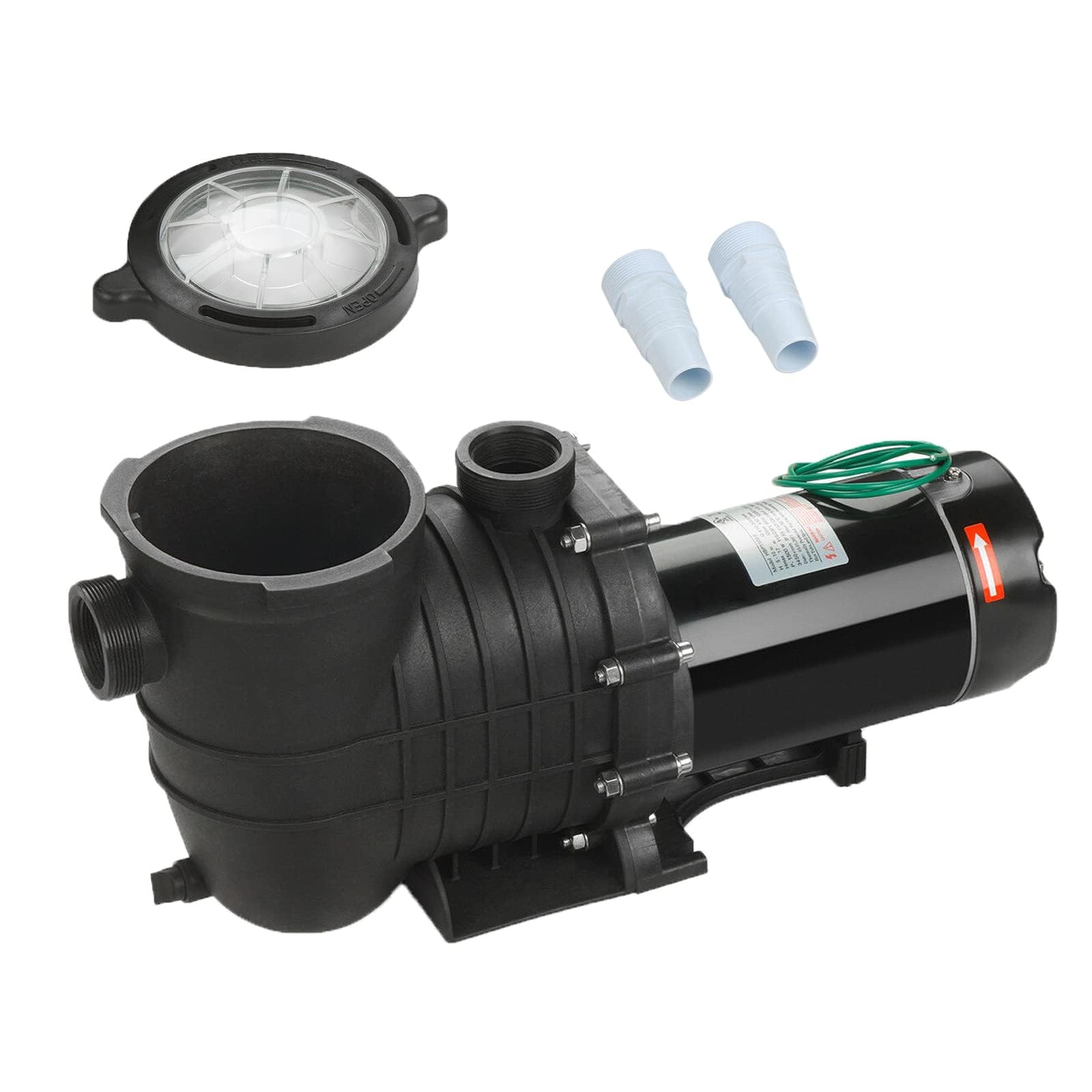 2.0 HP Inground/Above Ground Swimming Pool Pump - 110V/220V Dual Voltage Self-Priming with Strainer Basket & Drain Plug - 1500W 60Hz Quiet Operation - Perfect for Backyard Pools, Spas & Water Circulation Systems
