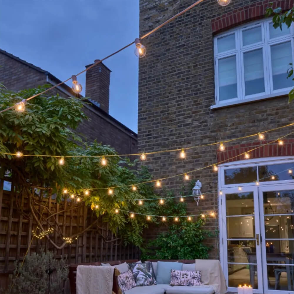 15 LED Yellow Festoon Lights - Outdoor/Indoor String Lights for Patio, Garden, Wedding & Party Decor