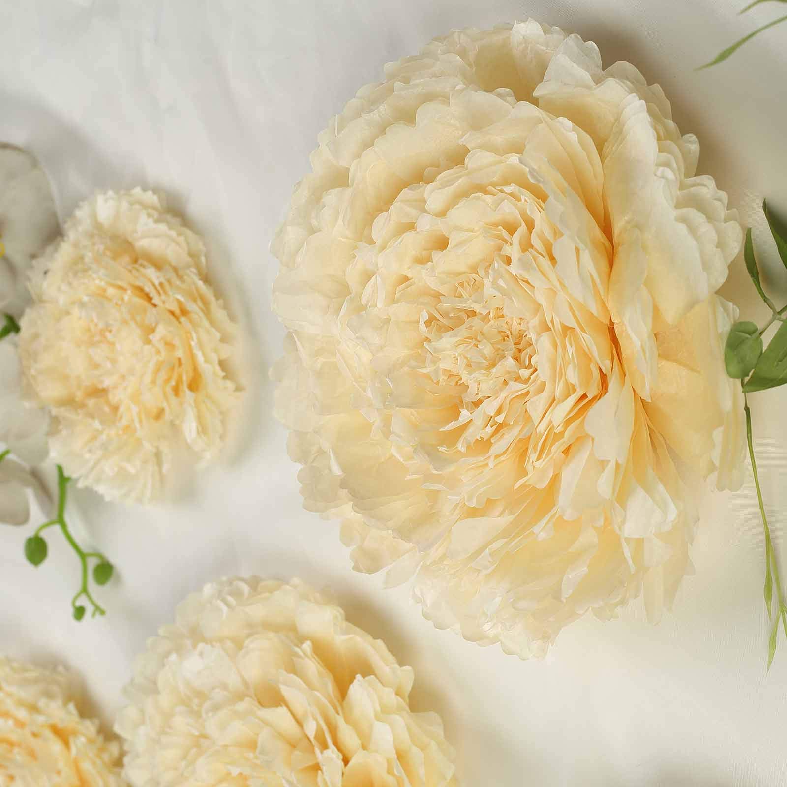 6-Pack Large Ivory & Cream Peony Tissue Paper Flowers (7