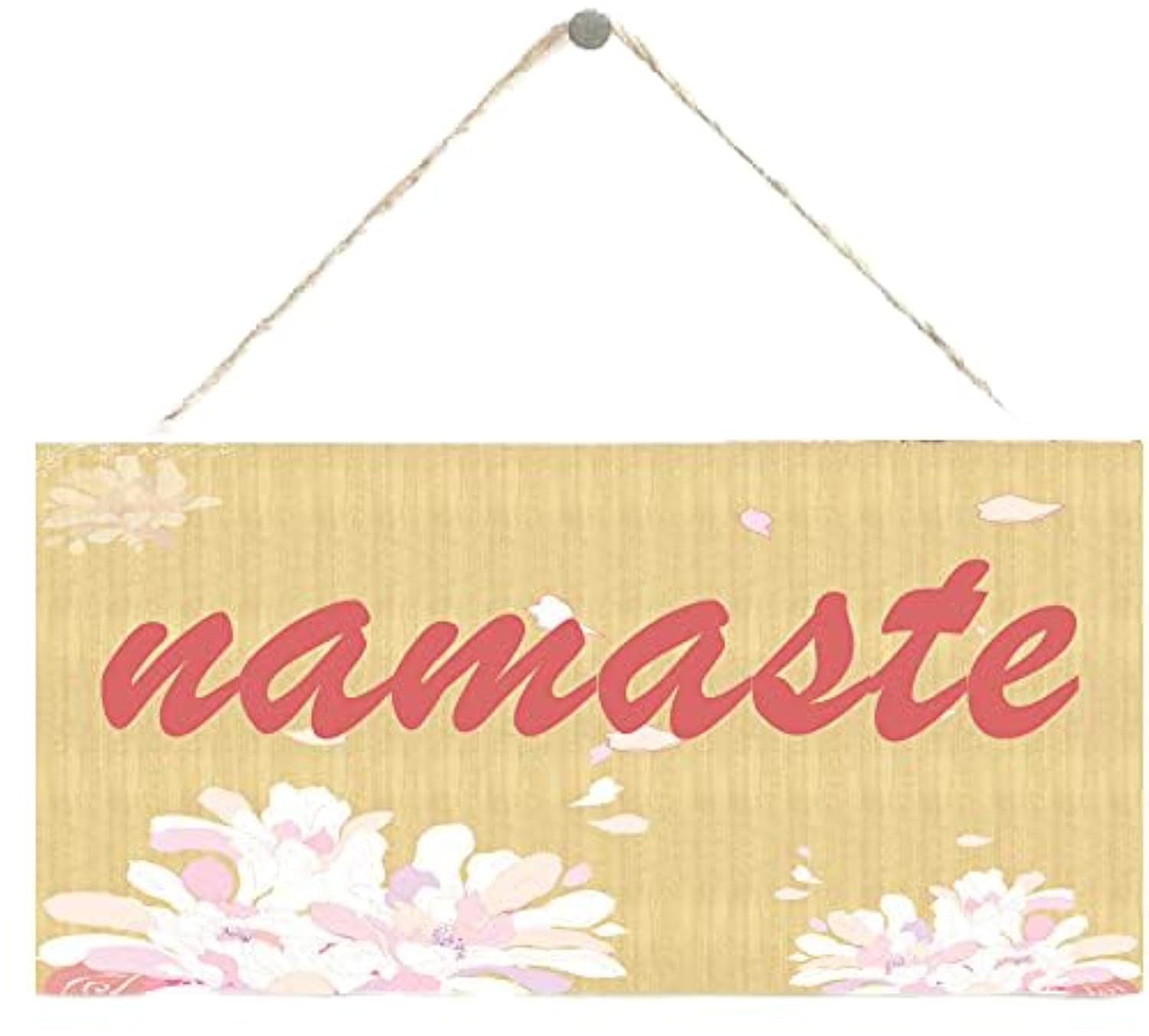 Namaste at Home Wooden Plank Sign - 5x10 Inch Yoga Wall Decor for Meditation Room, Yoga Studio & Home - Handcrafted Wooden Yoga Sign for Mindful Living & Spiritual Spaces