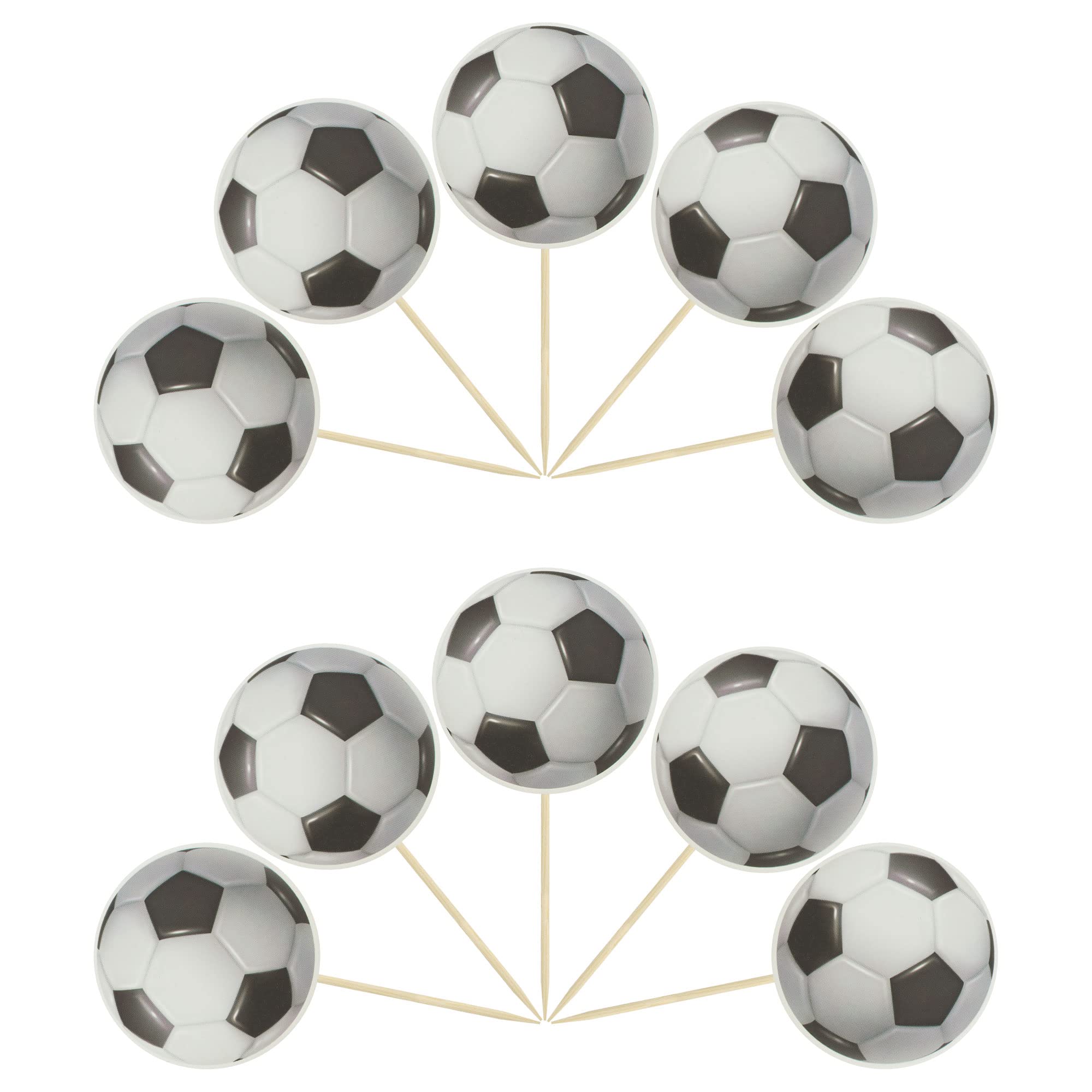 36Pcs Soccer Ball Cupcake Toppers - Football Theme Food Picks for Sports Party, Baby Shower, Wedding & Birthday Cake Decorations - Perfect for Sports Lovers, Soccer Games & Themed Celebrations