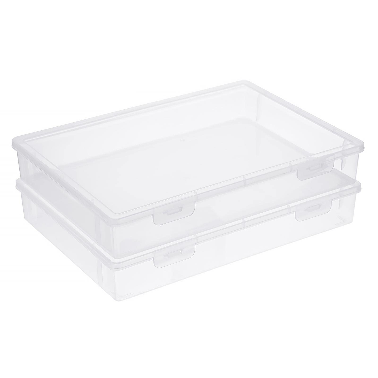 BTSKY Clear Plastic Storage Box with Flap Lid - 2 Pack Large Organizer for Crafts, Art Supplies, Sewing, Pencils, Markers, Notebooks & A4 Files | Perfect for Home, Office & School Organization