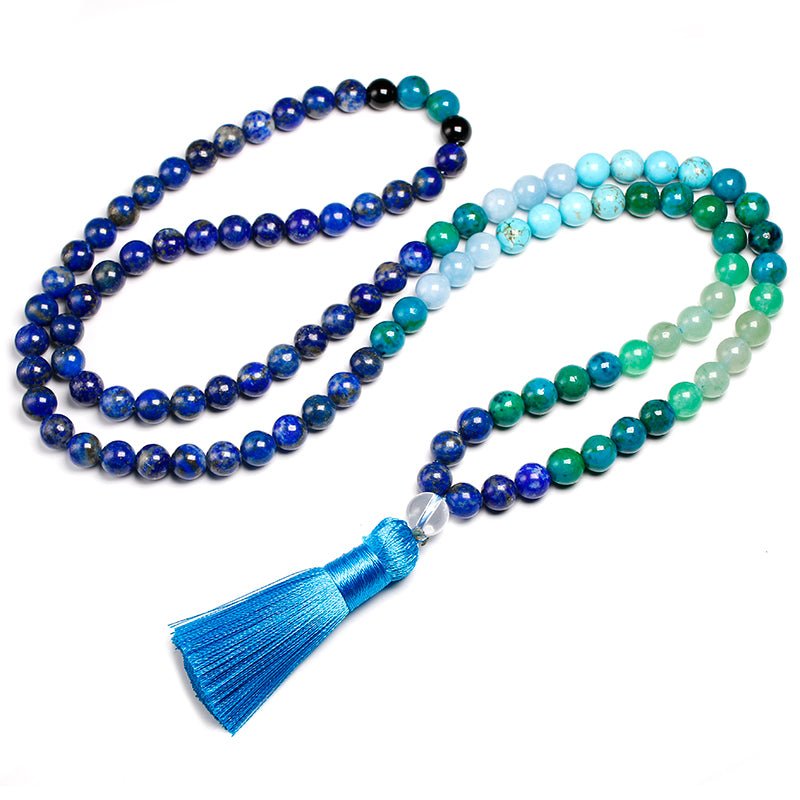 Natural Stone 8MM Lapis Lazuli Jewelry Set - 108 Beads Necklace & Bracelet for Meditation, Chakra Healing & Spiritual Energy (Perfect for Yoga, Reiki & Gift Giving)