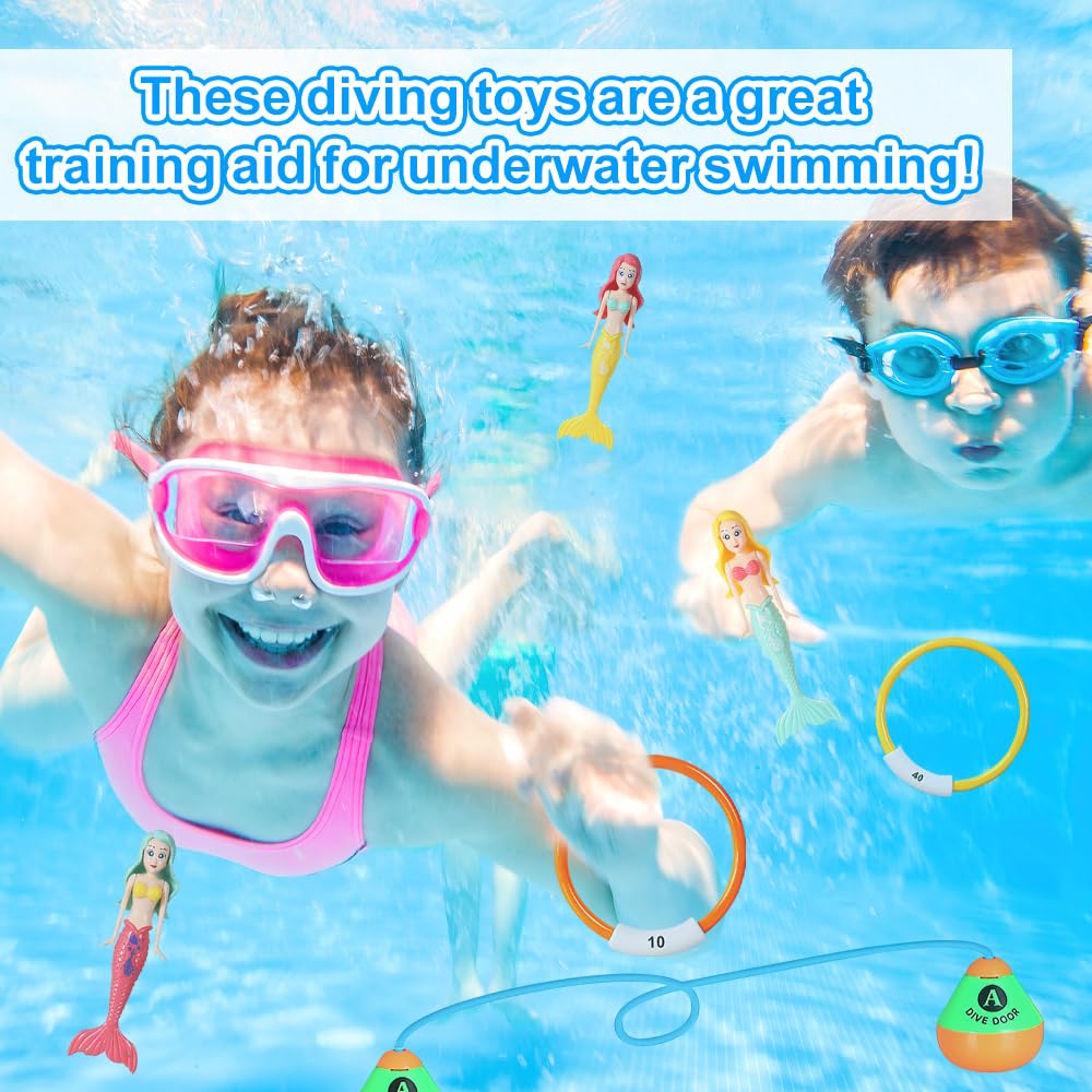 **YANGUN 10-Pack Diving Toys Set for Kids & Adults – Swimming Pool Games, Underwater Training Rings with Diving Door – Perfect for Summer Pool Parties, Swim Lessons & Family Fun**