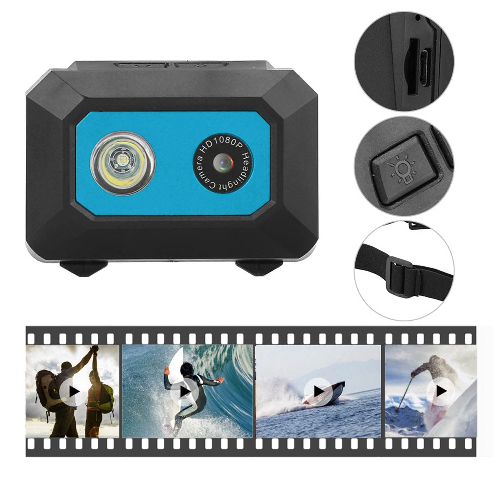 **Zixyqol Action Camera - 4K HD Head Mounted Sports Camera with DVR Recorder | Wearable Vlogging Camera for Cycling, Skiing, Hiking & Home Security | Waterproof & Lightweight (Black & Blue)**