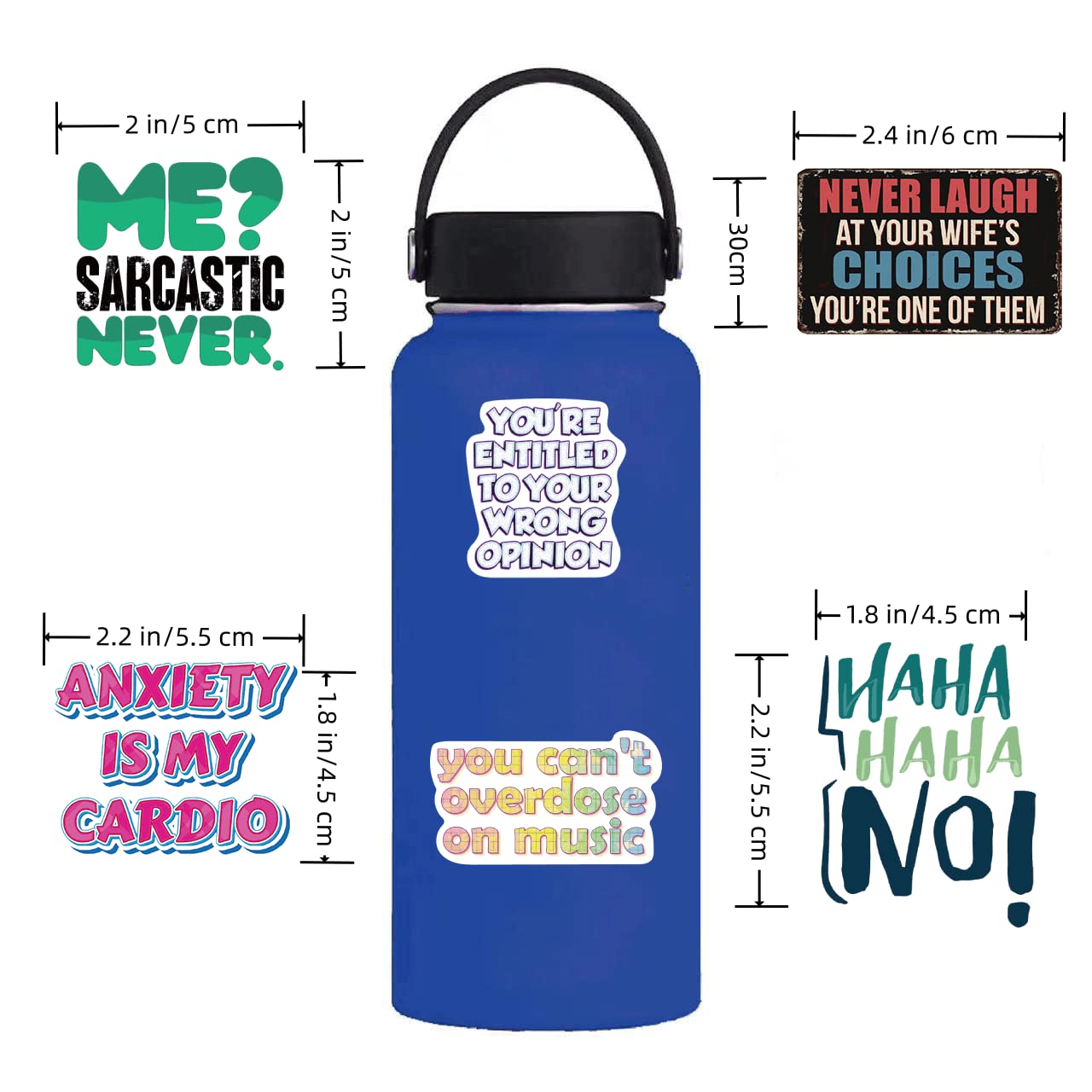 50 PCS Funny Sarcastic Stickers for Adults - Snarky Humorous Quote Decals for Water Bottles, Laptops, Phones, Hard Hats & Bumpers - Perfect Gifts for Friends & Coworkers - Great for Office, School, Parties & DIY Projects