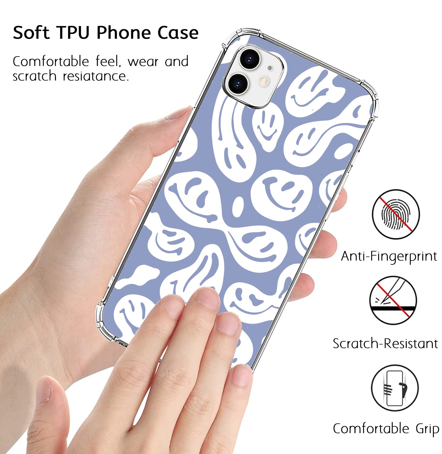 Trippy Smile Face iPhone 11 Case - Cute Funny Melted Design TPU Bumper Cover for Women & Men - Trendy Protective Phone Case for Daily Use, Parties & Gifts