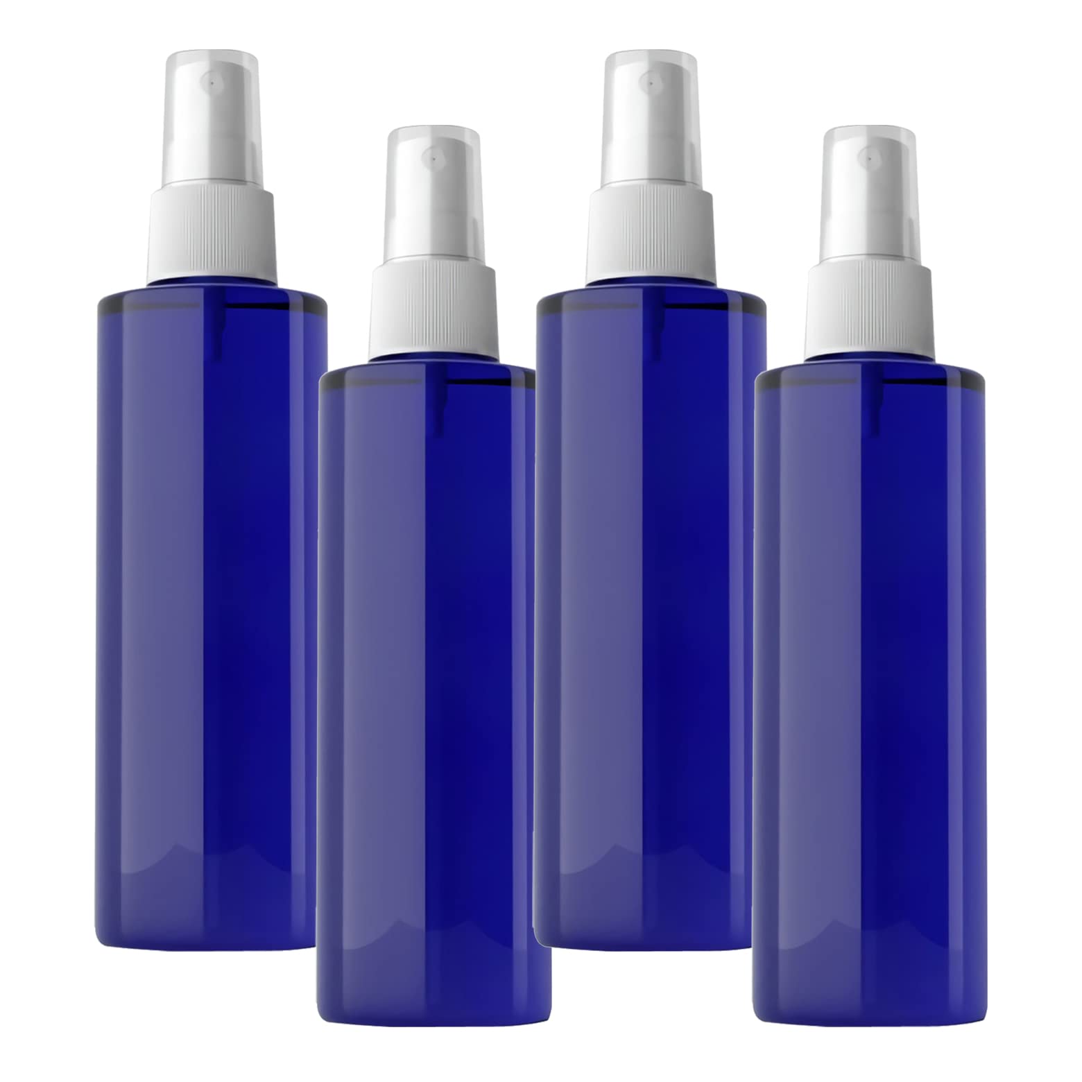 4-Pack 200ml Blue Refillable Plastic Fine Mist Spray Bottles with White Sprayer - For Water, Cleaning, Hair Care & Plant Misting - Perfect for Home, Salon, Garden & Travel Use