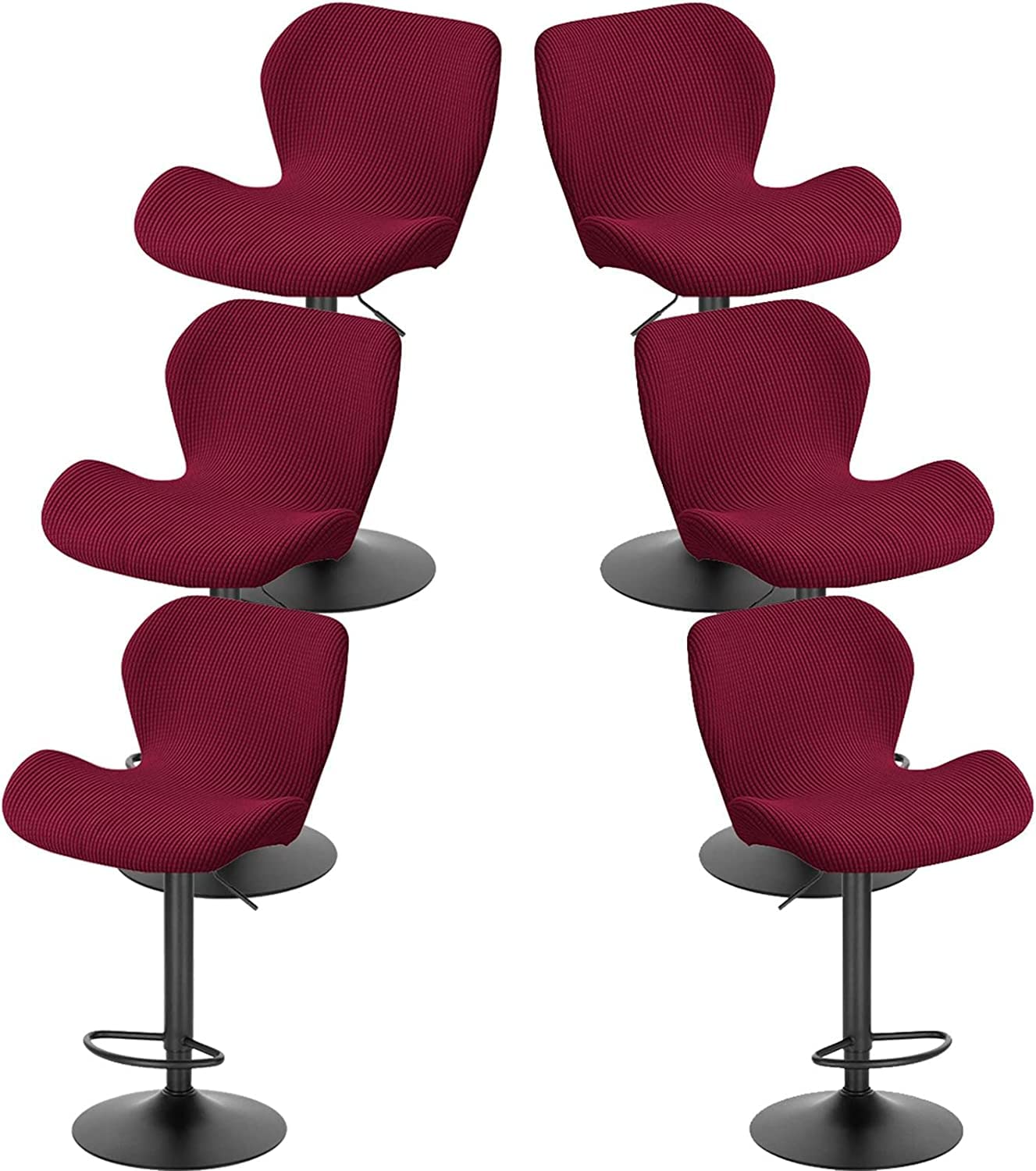 Modern Stretch Swivel Bar Stool Covers with Backrest - 6PCS Set for Kitchen Counter & Breakfast Bar Chairs - Slip-Resistant & Durable (Color: White) - Perfect for Dining Rooms, Cafes & Home Bars