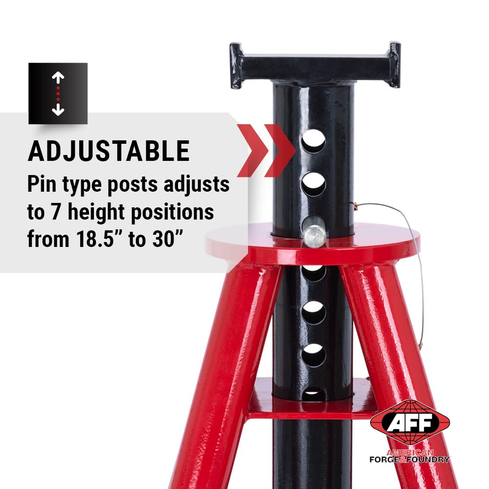 10 Ton Heavy Duty Jack Stand Set for Trucks & Equipment - 2 Adjustable Height Options - Vehicle Lift Support for Auto Repair, Construction & Industrial Maintenance - Ideal for Garage, Workshop and DIY Projects