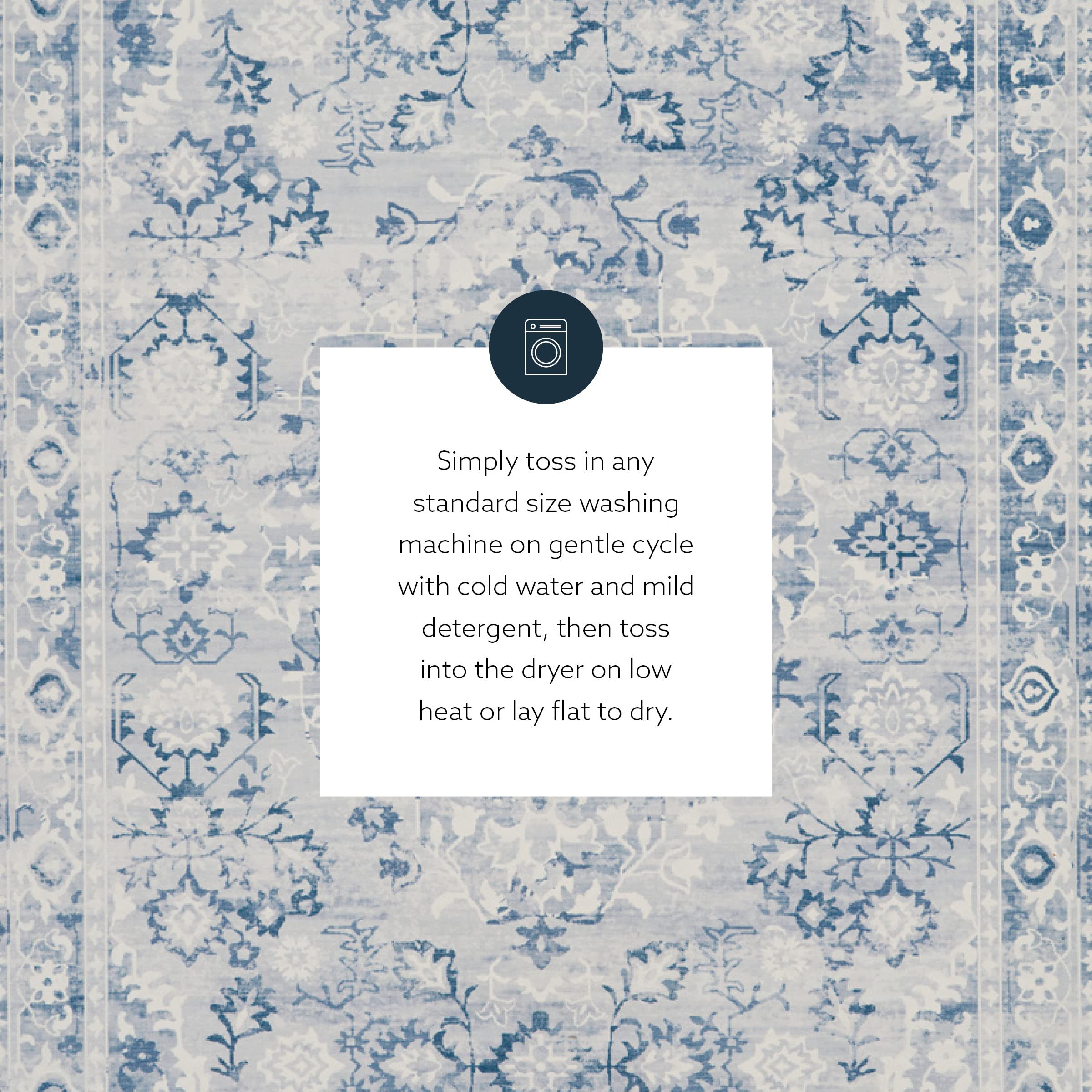 Linon Home Decor Washable Area Rug 5' x 7' - Grey & Ivory Klinch Pattern, Soft & Durable for Living Room, Bedroom, Office | Easy to Clean Indoor Floor Mat