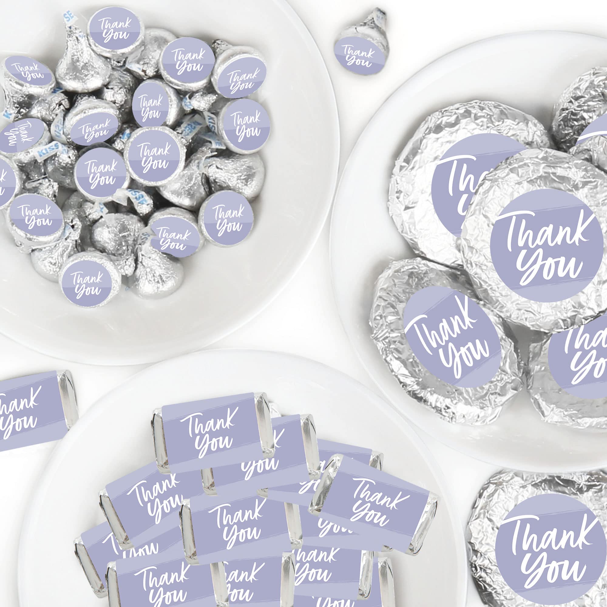 Elegant Mini Candy Bar Wrappers & Circle Stickers - 304-Piece Party Favor Kit for Weddings, Baby Showers & Birthday Celebrations | Purple Simple Design by Big Dot of Happiness