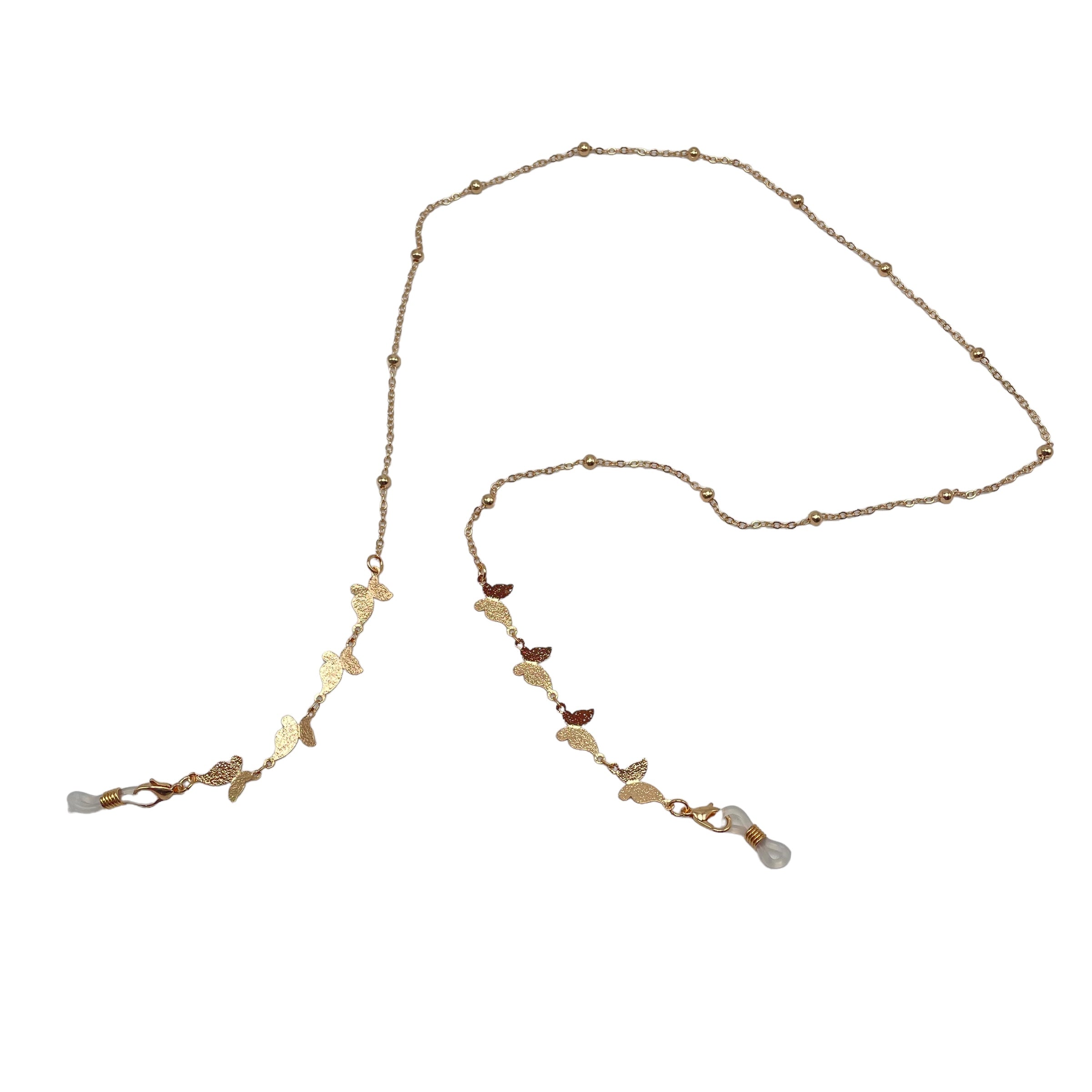 Golden Butterflies & Beads Sunglasses Chain - Stylish Eyewear Accessory for Women & Men | Perfect for Reading Glasses, Sunglasses & Fashion Jewelry | Great for Beach, Travel & Everyday Use
