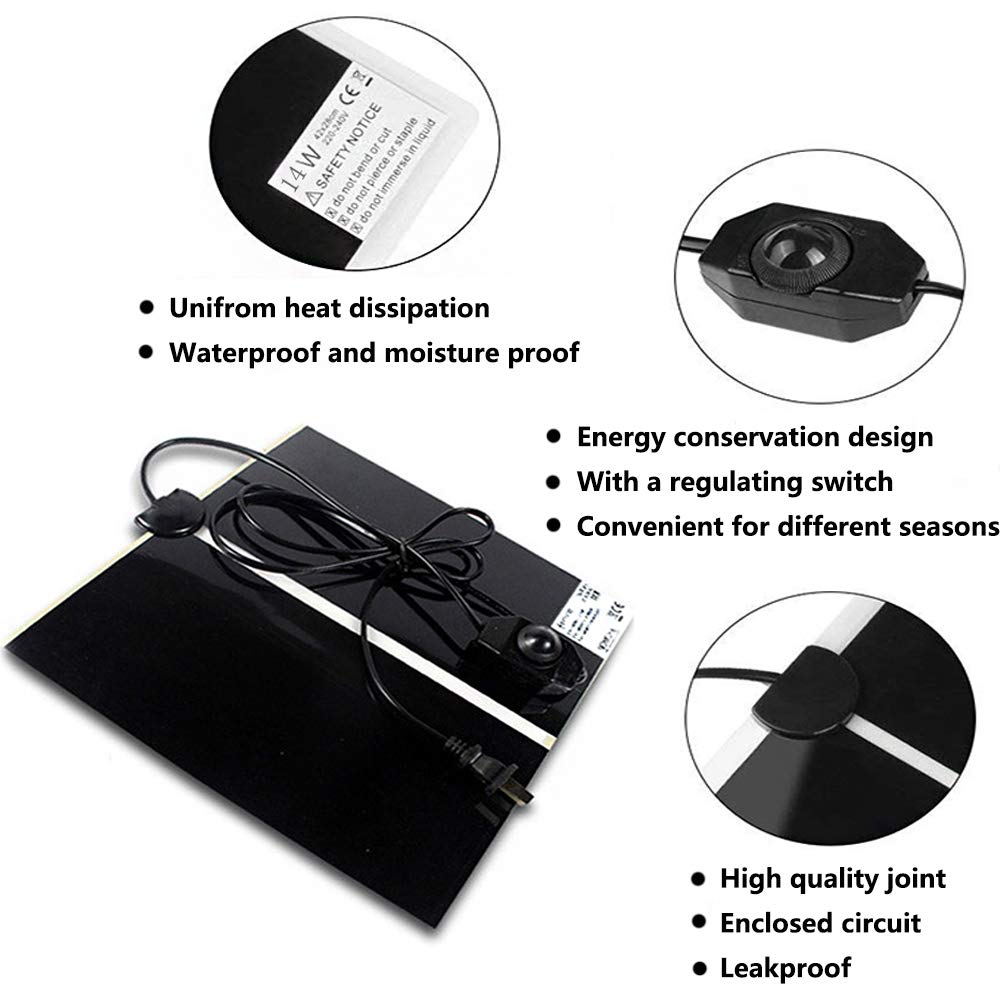 2 Pack Reptile Under Tank Heating Pad - Adjustable Temperature Control, Waterproof Terrarium Heat Mat for Gecko, Snake, Lizard, Turtle, Tortoise, Spider & Frog (11x11 Inch) - Ideal for Tropical & Desert Habitat Enclosures
