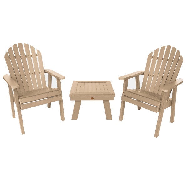 2-Pack Hamilton Folding Deck Chairs with Adirondack Side Table - Outdoor Patio Furniture Set for Poolside, Garden, and Backyard Relaxation
