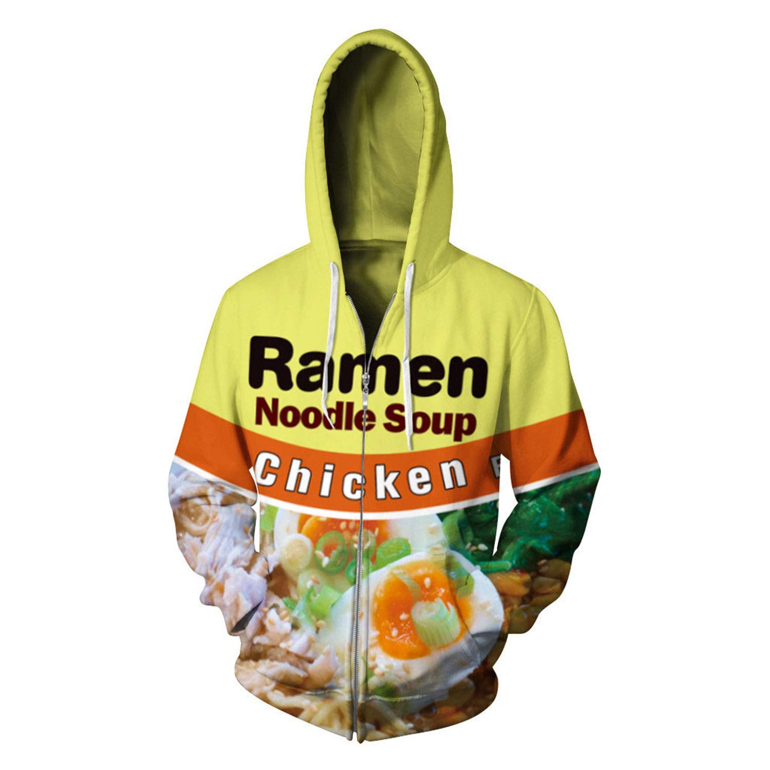 Keasmto 3D Print Ramen Chicken Noodle Soup Hoodie - Unisex Beef Themed Cotton Pullover Sweatshirt for Men & Women - Cute Casual Wear for Anime Fans, Food Lovers & Street Fashion