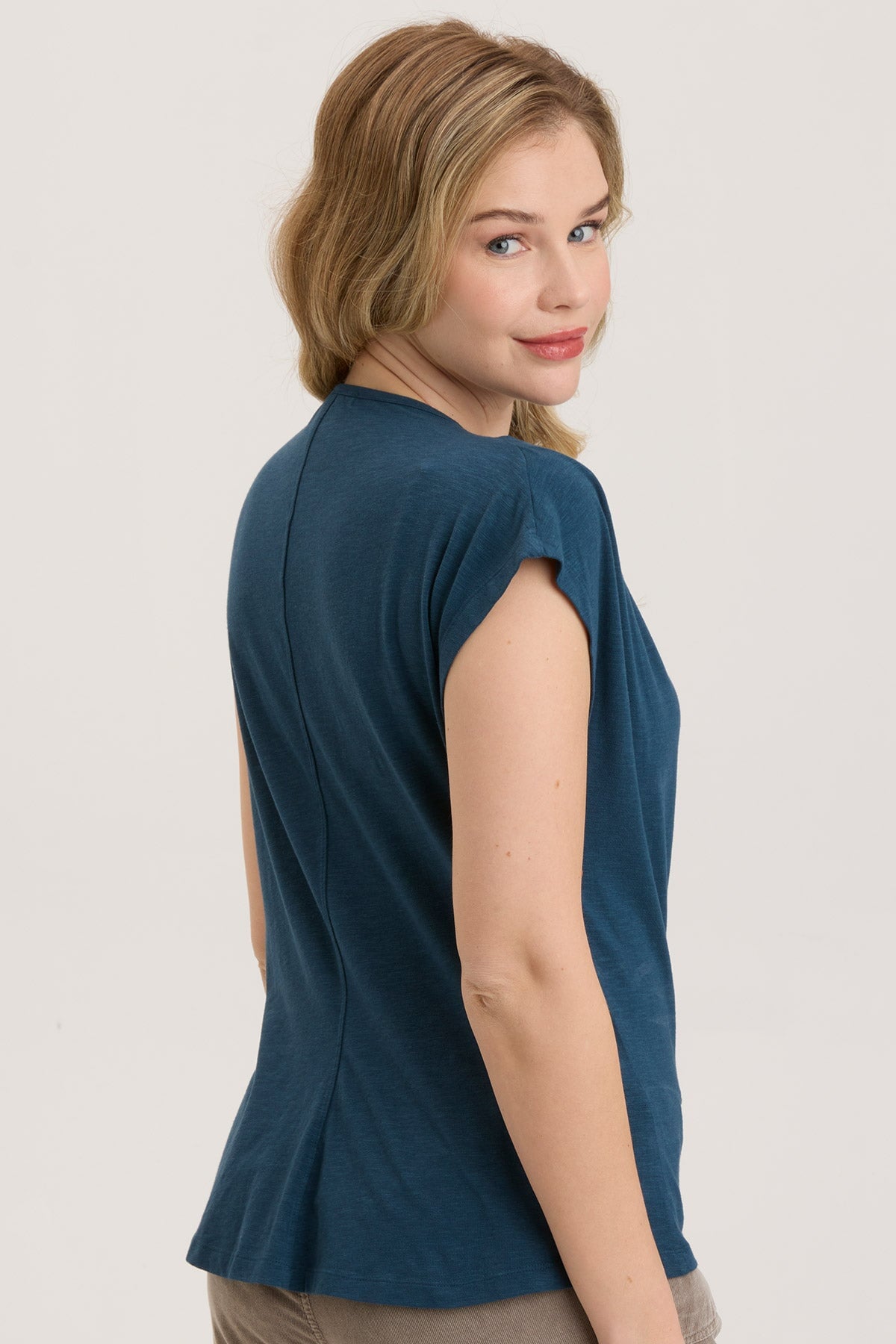 Slub Arwen Top Sea Port - Stylish Women's Casual Blouse for Summer, Beach & Everyday Wear