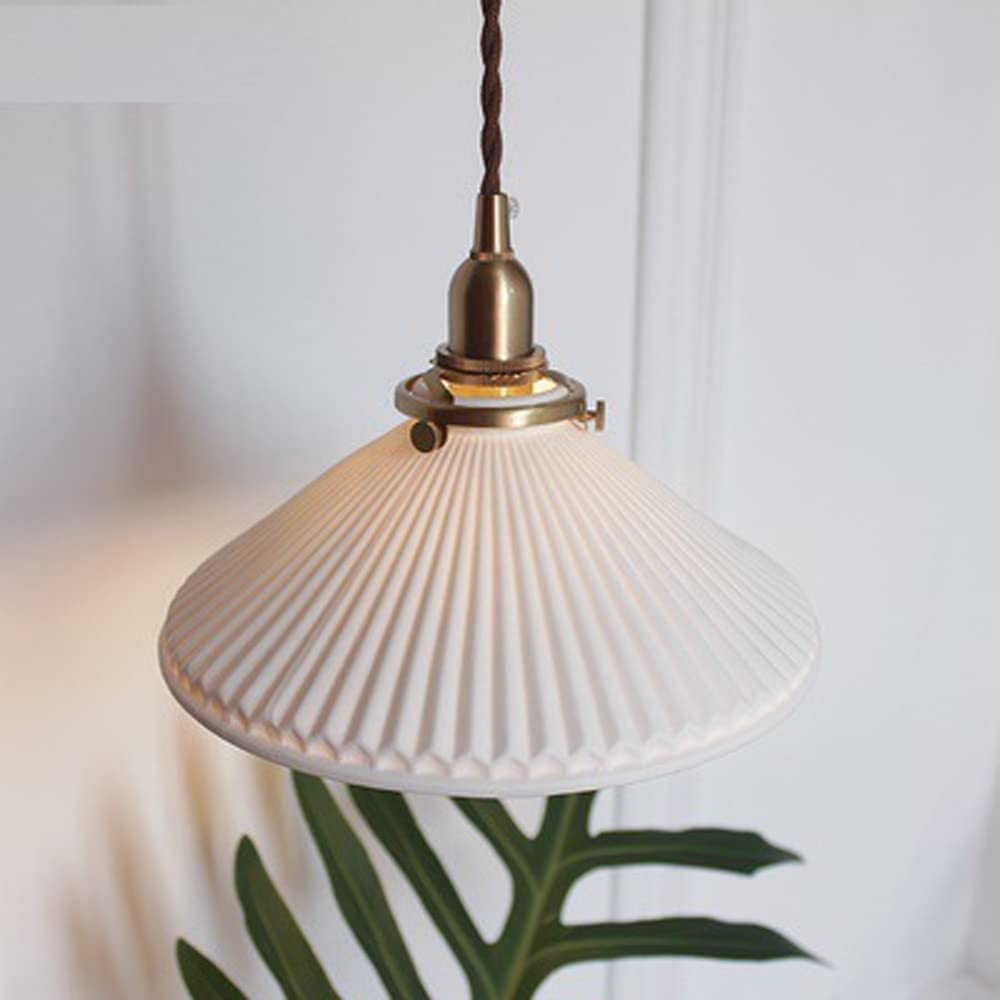 Modern Minimalist White Ceramic Pendant Light - Creative Chandelier for Dining Room, Bedroom & Living Room - E26 1-Light Hanging Lamp for Home Decor, Bar Lighting & Bedside Ambience