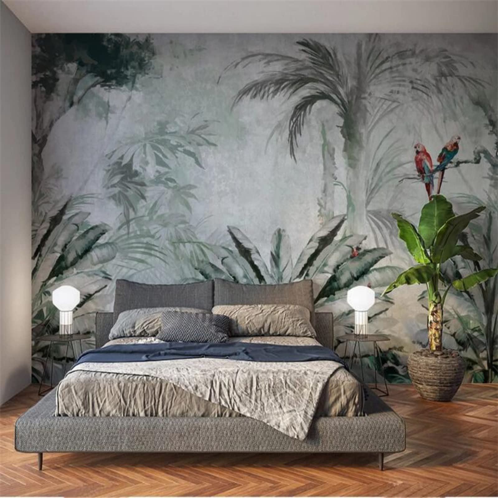 3D Nordic Tropical Plant Leaves Wall Murals - Modern Minimalist Wallpaper for Teen Boy & Girl Bedroom, Living Room, TV Wall Decor - 157.5