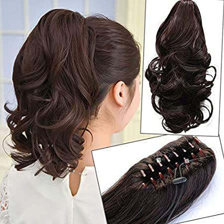 Rizi Synthetic Step Cutting Clutcher Ponytail Hair Extension - Instant Volume for Women (Brown) | Perfect for Parties, Weddings & Everyday Styling