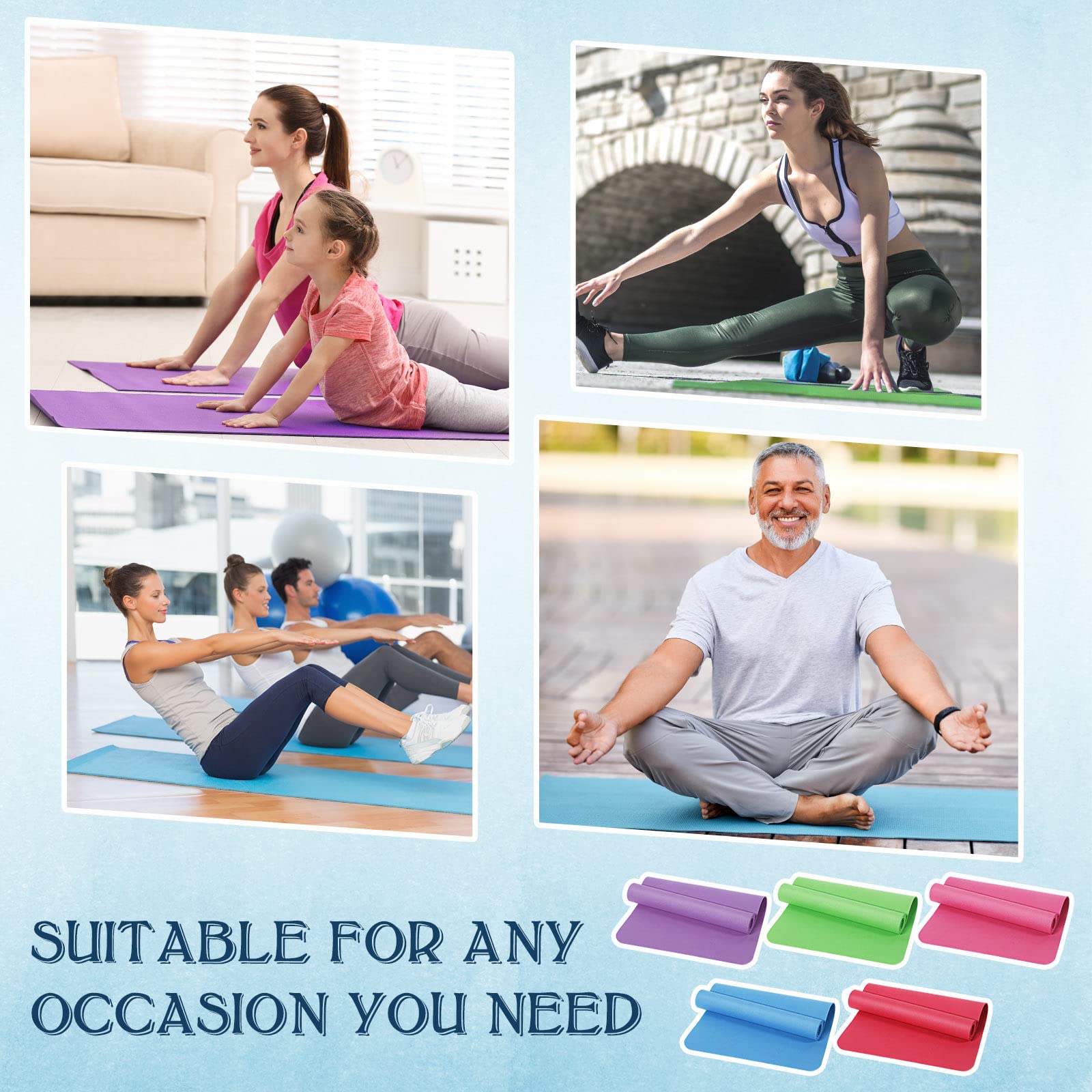 10 Pack Non-Slip Yoga Mats Bulk - 68