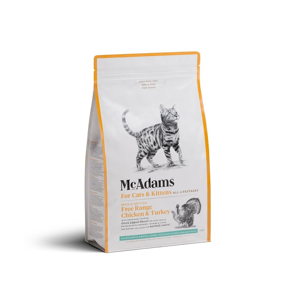 Premium Grain-Free Free Range Chicken & Turkey Dry Cat Food for Adult Cats & Kittens - High Protein, Natural Ingredients for Healthy Digestion & Shiny Coat - Perfect for Indoor & Outdoor Cats