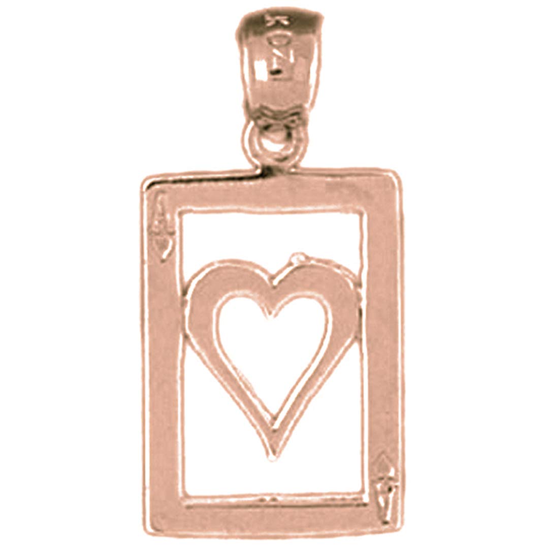 14K Solid Rose Gold Playing Cards Ace of Spades Pendant Necklace - 24mm Elegant Jewelry for Poker Lovers & Casino Night Outfits
