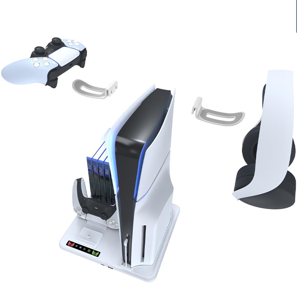 PS5 Slim Cooling Station with Dual Controller Charger & 6 Game Disc Slots - Perfect for Gaming Setups & Organized Playstation Accessories
