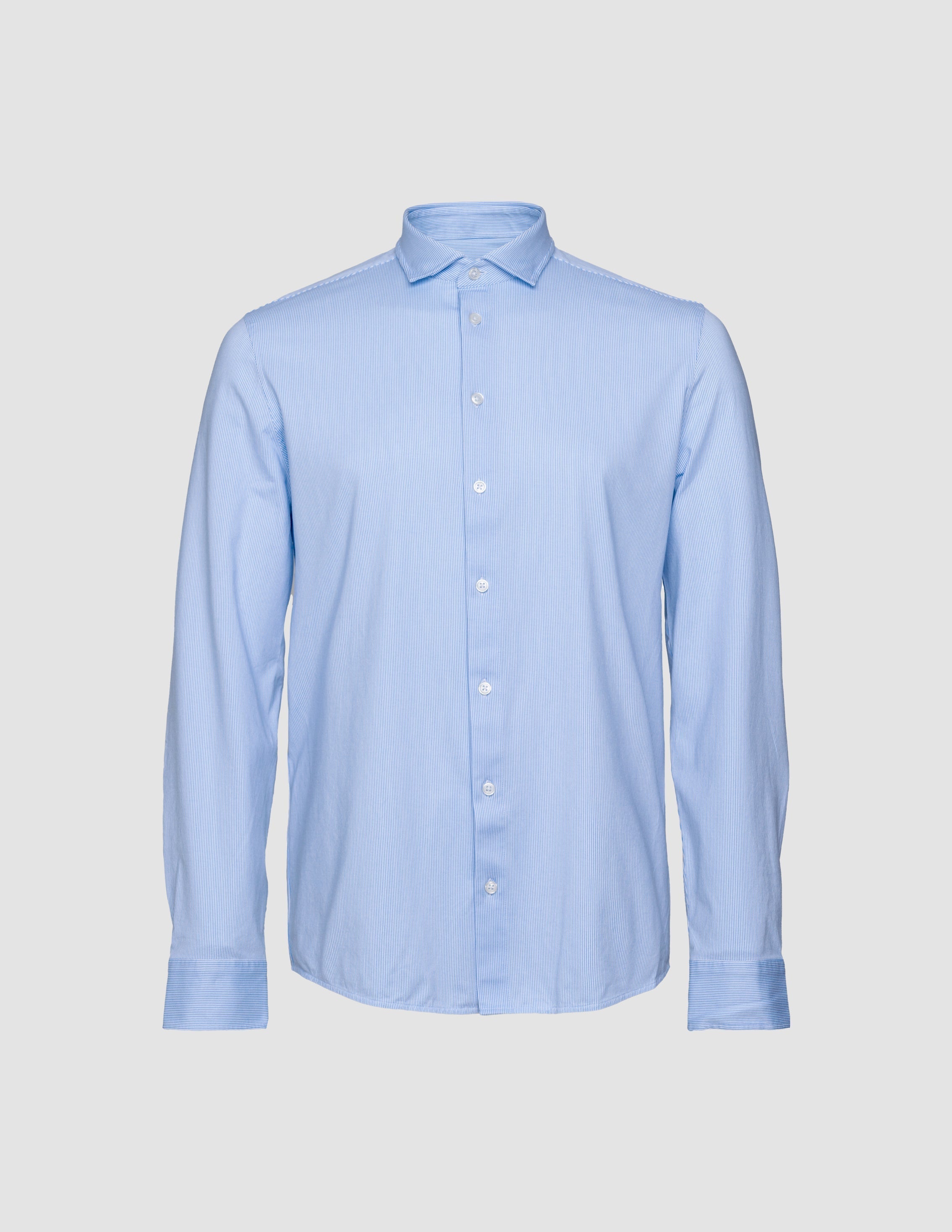 Classic Slim Fit Light Blue Striped Men's Shirt - Perfect for Office Wear & Casual Outfits