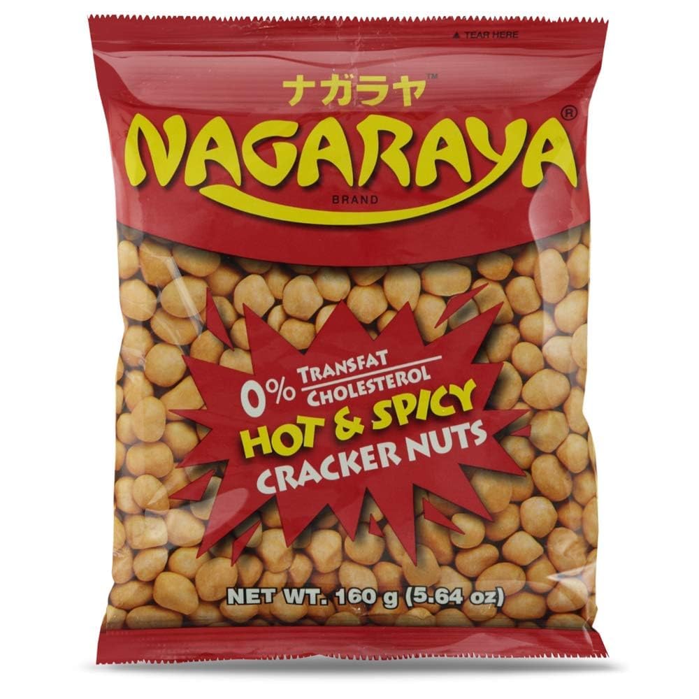 Nagaraya Hot & Spicy Cracker Nuts - 5.64oz (Pack of 12) - Crunchy Snack for Parties, Road Trips & Movie Nights