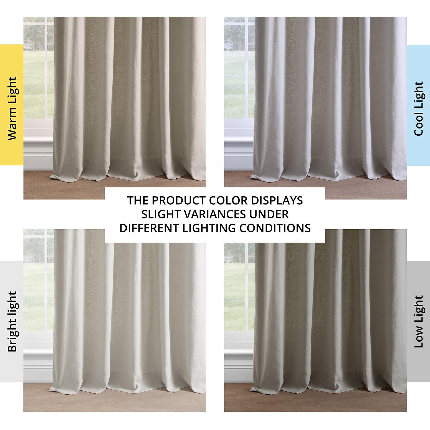 Premium French Linen Blackout Curtains - 100% Natural Khaki Linen Drapes for Bedroom & Living Room - Noise Reducing Thermal Insulated Window Treatments for Home Decor