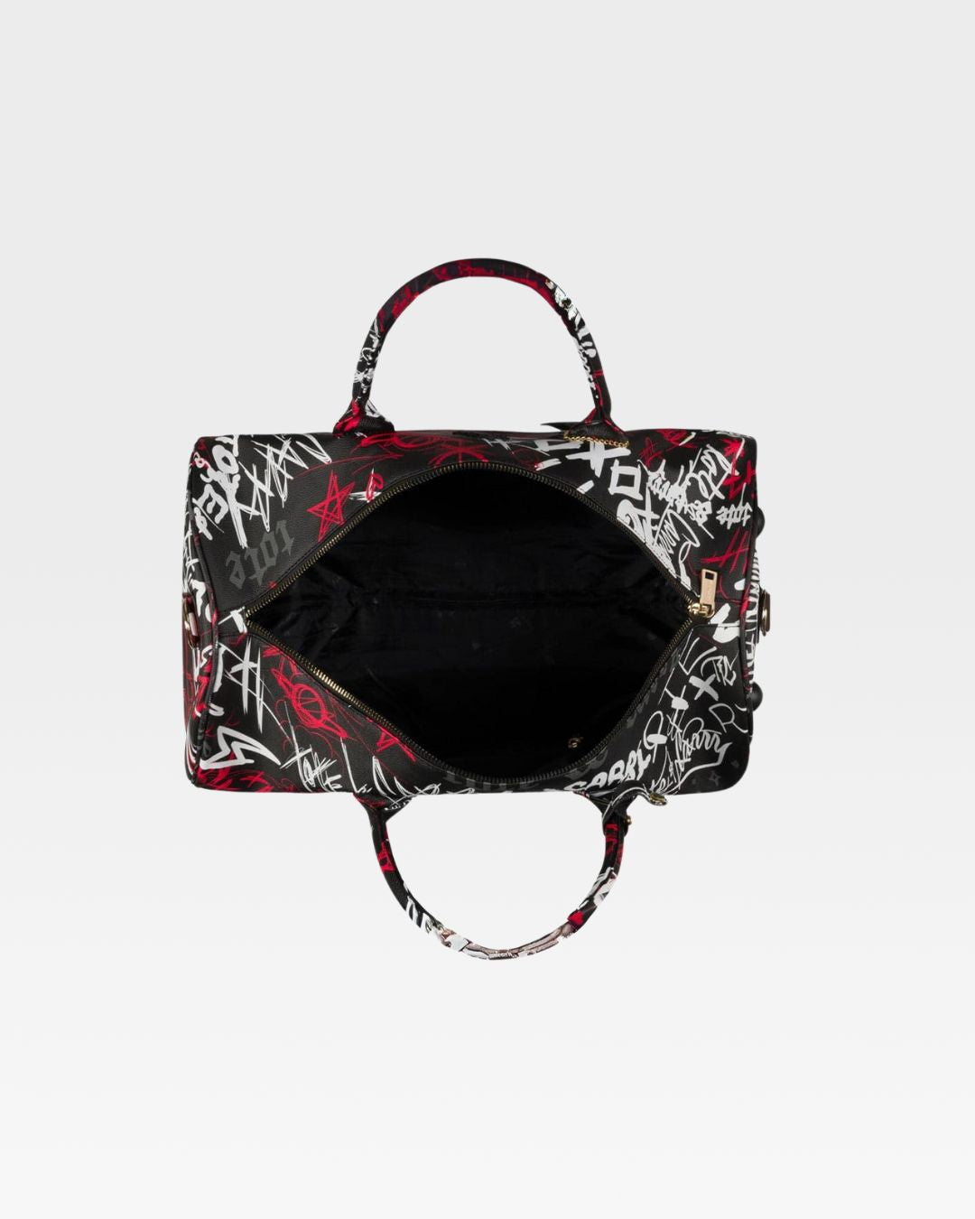 Black Graffiti Rolling Duffle Bag - Waterproof Travel Luggage for Gym, Sports & Weekend Getaways