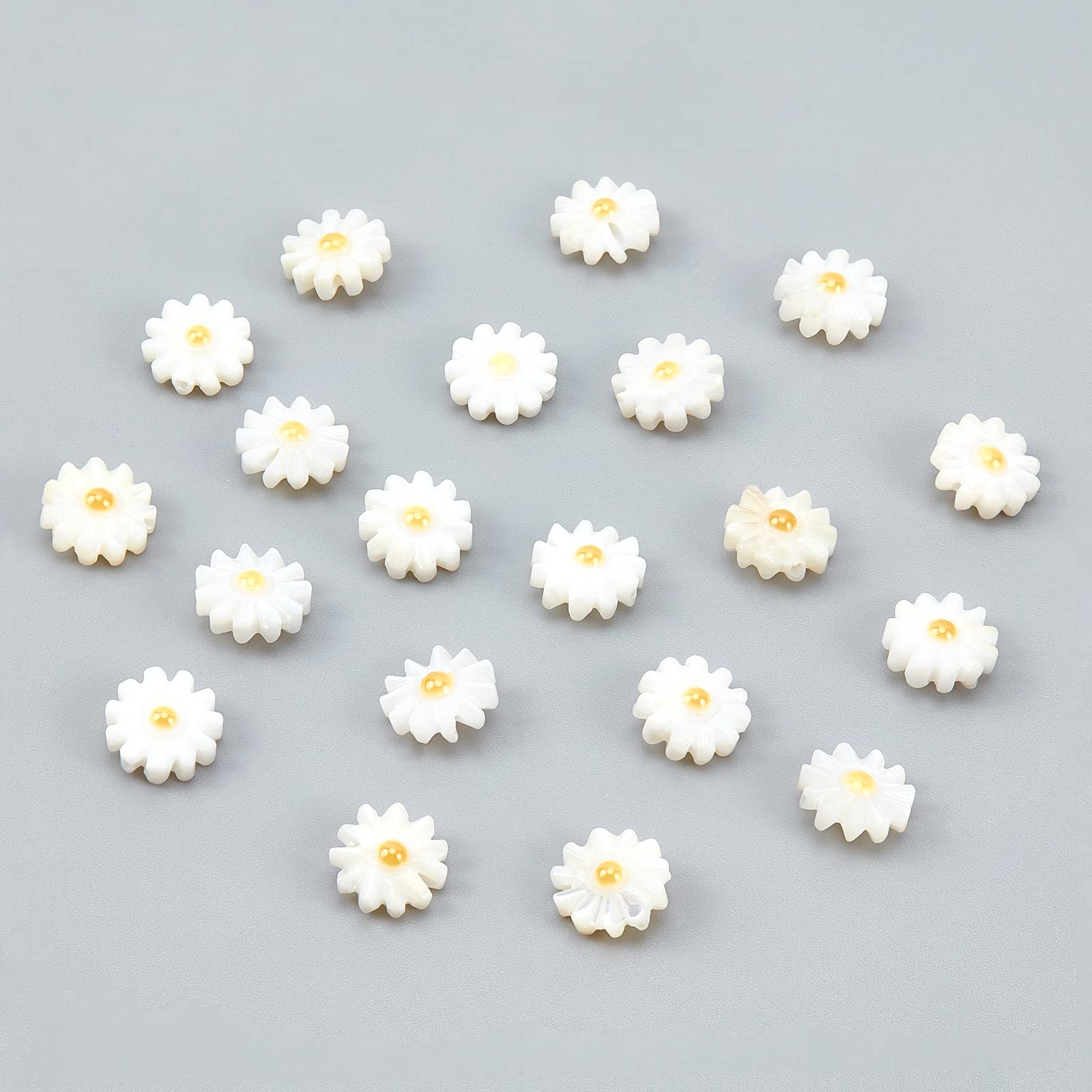 20Pcs 10mm Natural Freshwater Shell Daisy Beads for DIY Jewelry Making - Spacer Beads for Bracelets, Necklaces, Earrings - Perfect for Boho, Beach Style & Craft Projects